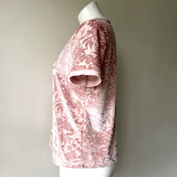 🌼 a . new day by Target Dusty Rose Crushed Velvet Floral Tee, S - Picture 3 of 6